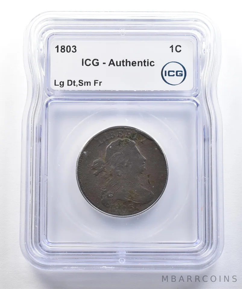 1803 Draped Bust Large Cent Large Date Small Fr Authentic ICG *7775
