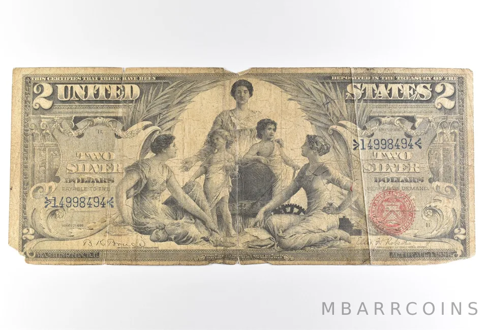1896 $2 Silver Certificate Large Note Red Seal *2513