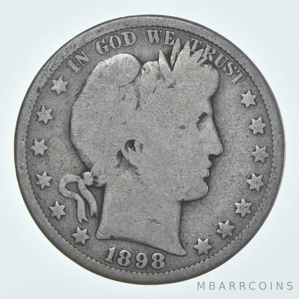 1898-S Barber Half Dollar Average Circ 90% Silver