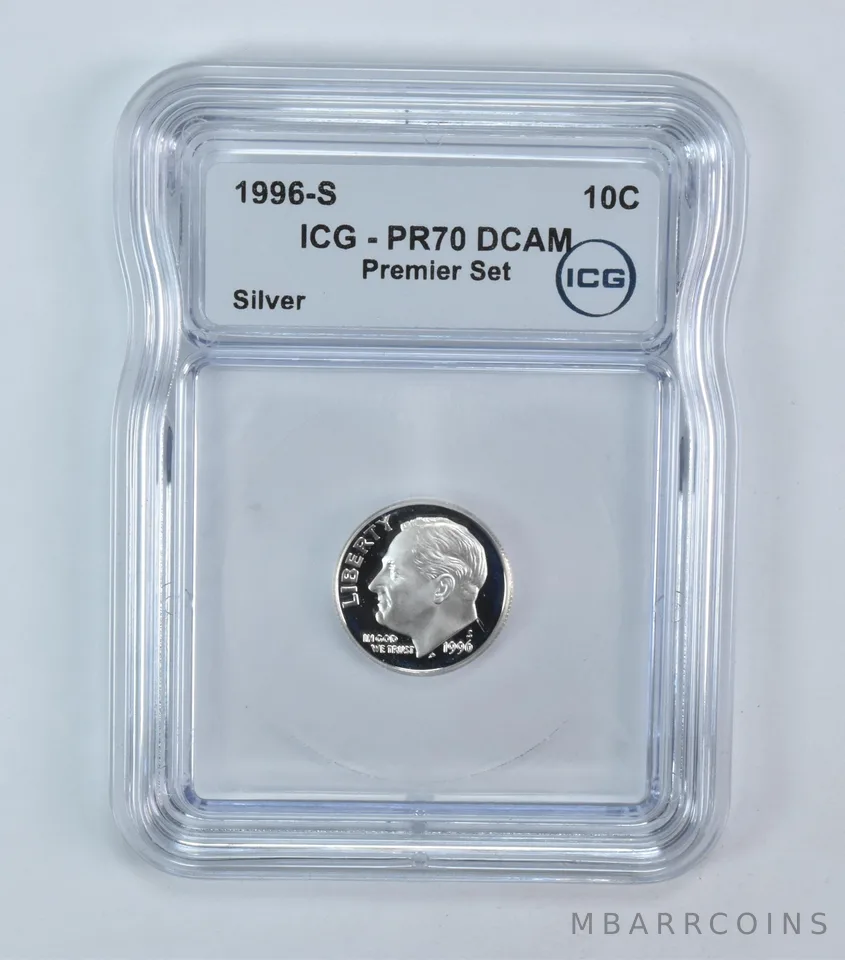 1996-S Roosevelt Dime Silver Premier Set PR70 DCAM ICG