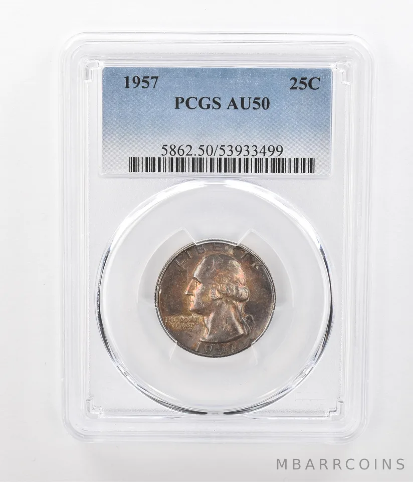 1957 Washington Quarter AU50 PCGS Beautiful Tone a1107