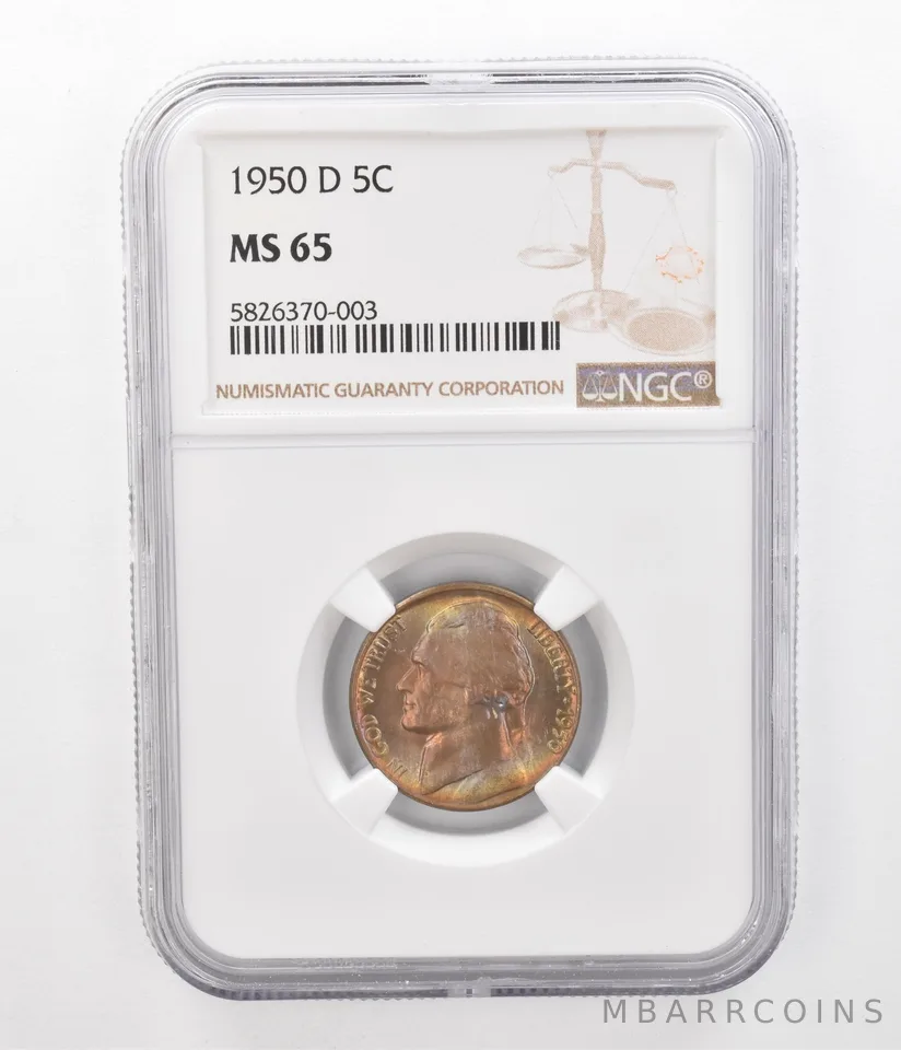 1950-D Jefferson Nickel MS65 NGC Beautiful Tone *2428