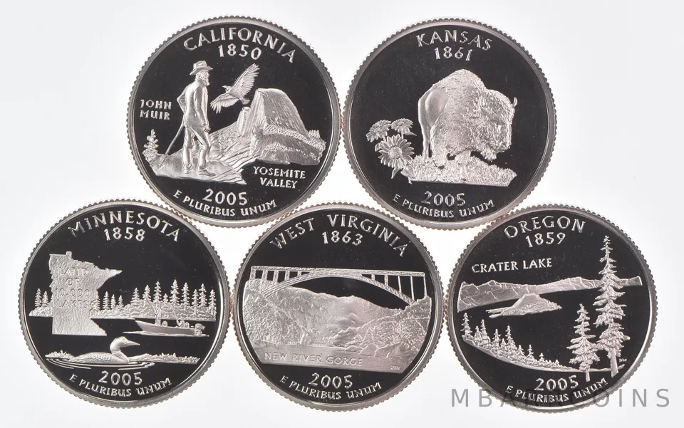 2005-S Washington State Quarters (clad) From Proof Set (5 coins)