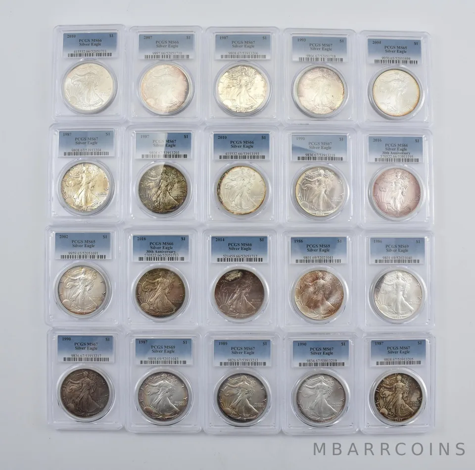 Lot (20) Nice Tone American Silver Eagle PCGS Holder *2912