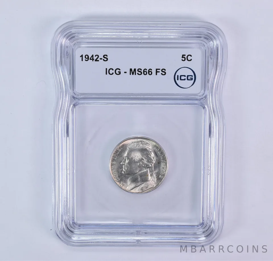 1942-S Jefferson Nickel MS66 FS ICG (WTN Wartime)