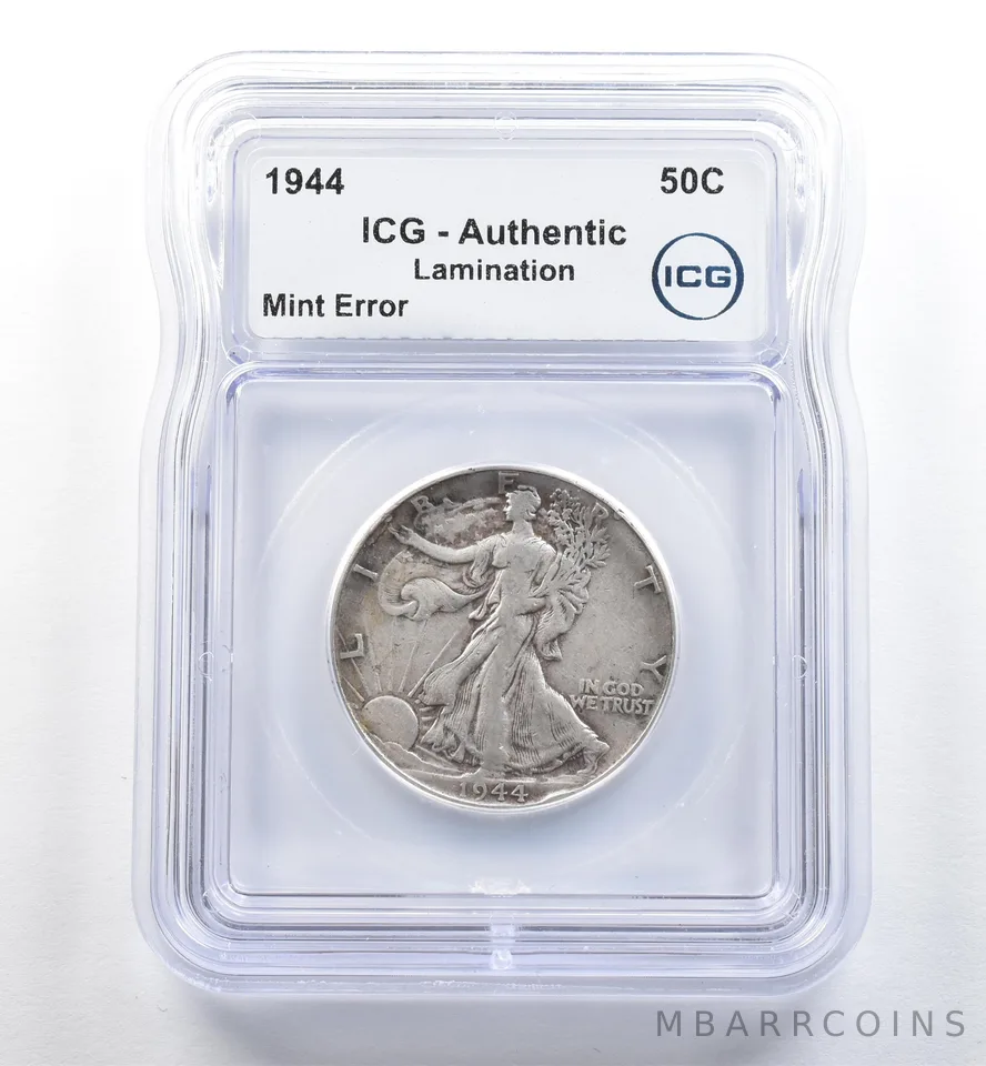 1944 Walking Liberty Half Dollar Mint Error Lamination Authentic ICG *3579