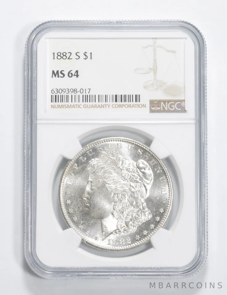 1882-S Morgan Silver Dollar MS64 NGC Brown Label