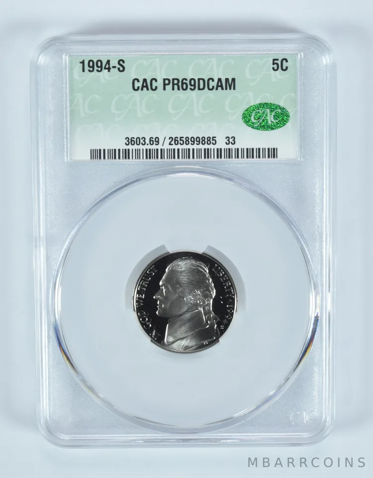 1994-S Jefferson Nickel PR69 DCAM CAC CACg