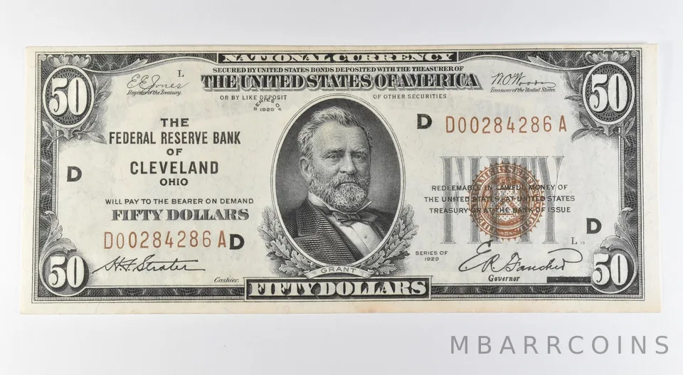 1929 $50 National Currency Cleveland OH Brown Seal *9667
