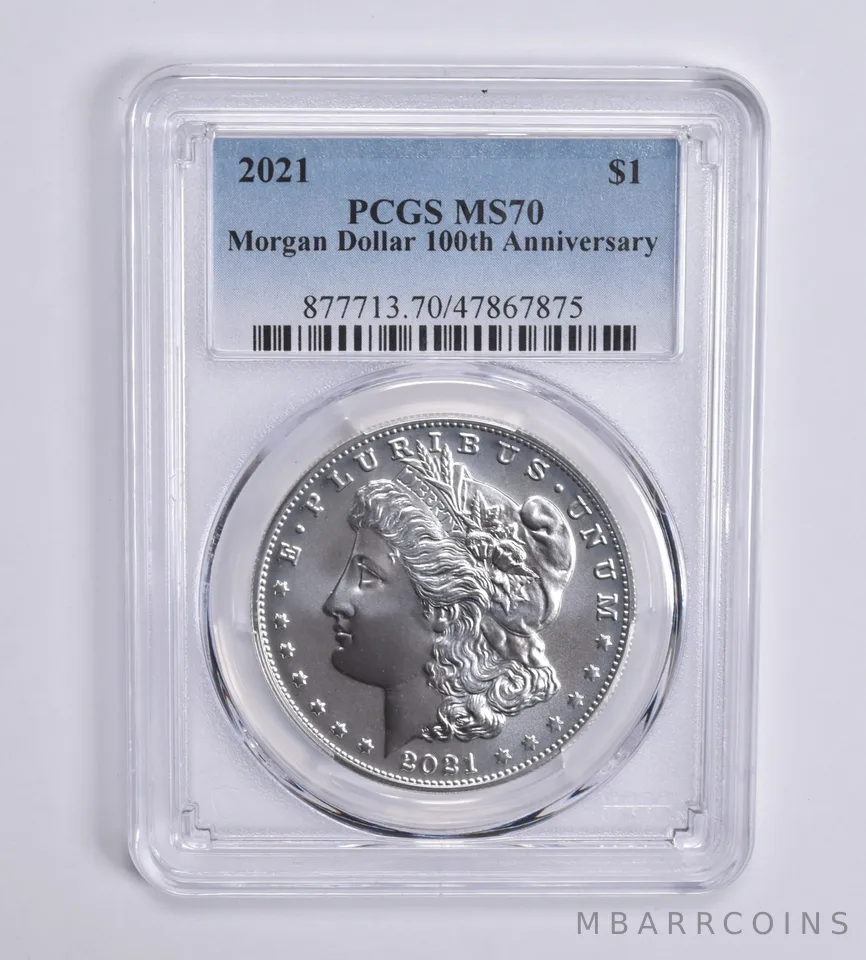 2021 Morgan Dollar MS70 PCGS 100th Anniversary Blue Lbl