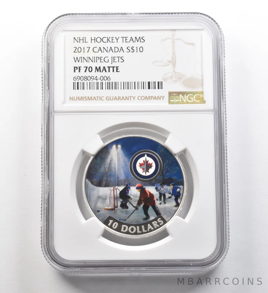 2017 Canada $10 Silver NHL Hockey Teams Winnipeg Jets PF70 Matte NGC *8261