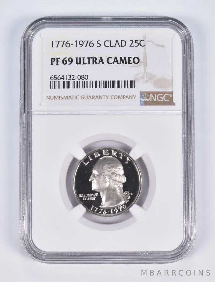1776-1976-S Washington Quarter CLAD PF69 UCam NGC Brown Lbl