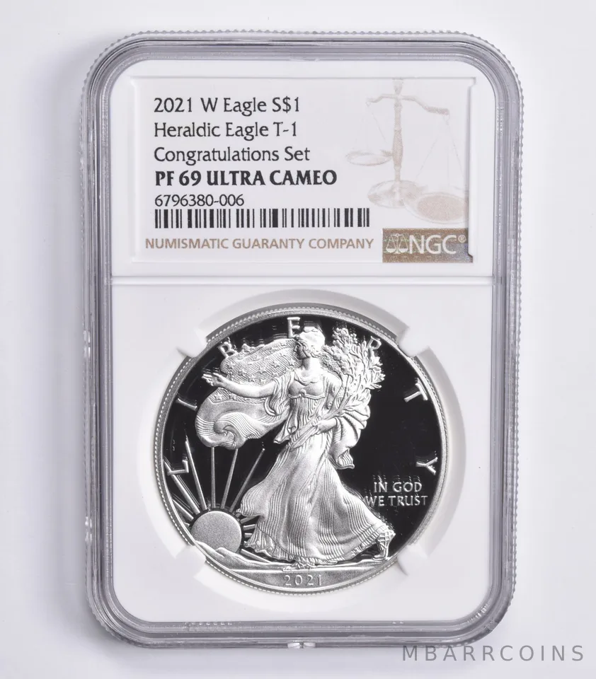 2021-W American Silver Eagle T1 Congratulations Set PF69 UCam NGC
