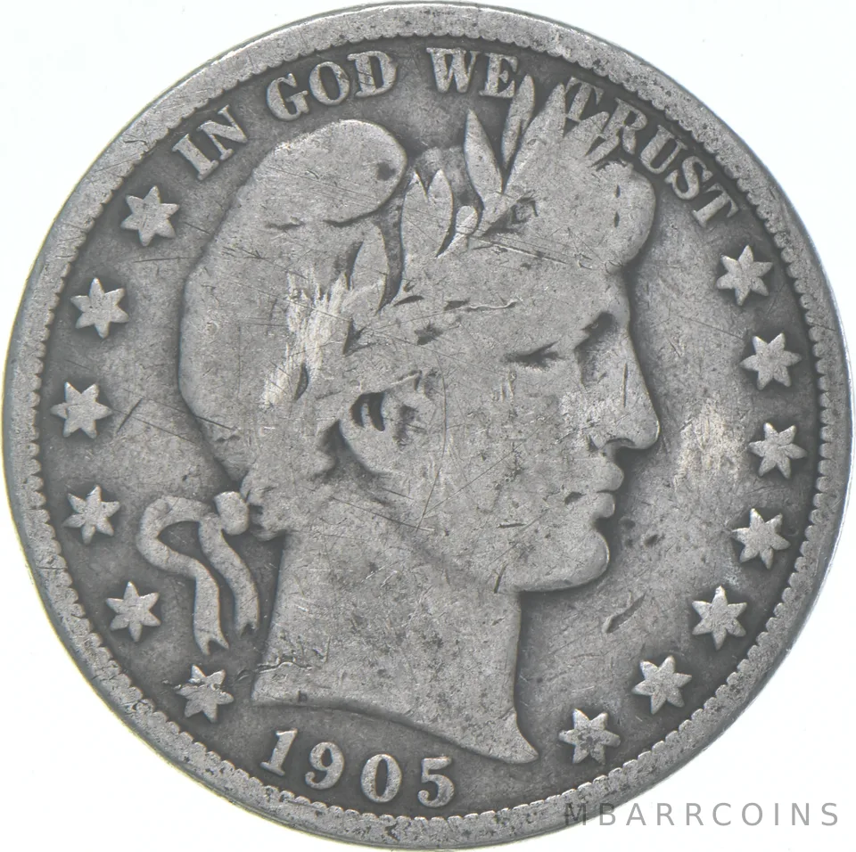 1905 Barber Half Dollar Average Circ 90% Silver