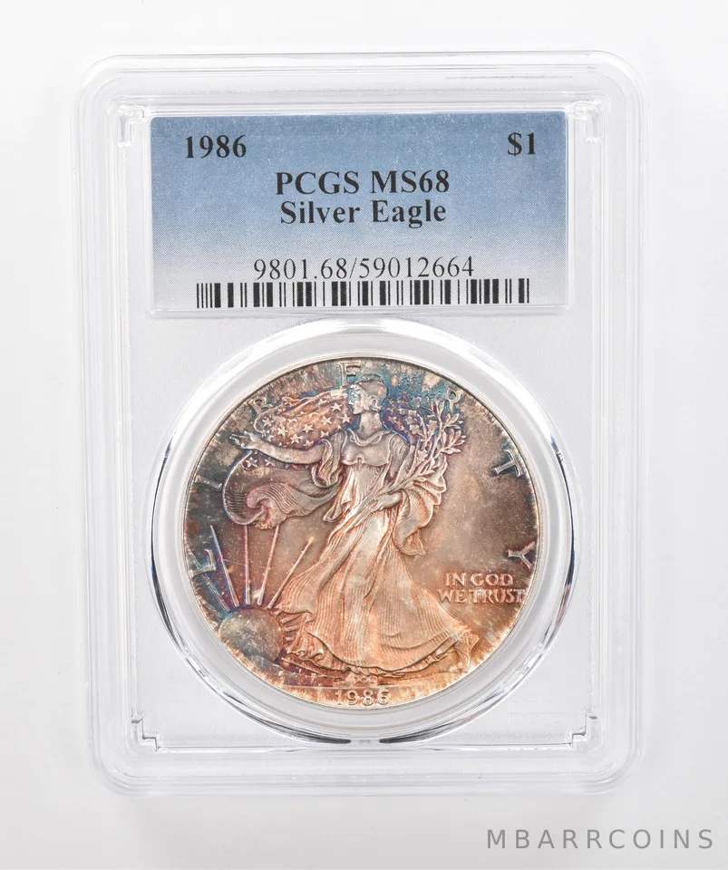 1986 American Silver Eagle MS68 PCGS Beautiful Tone *1527
