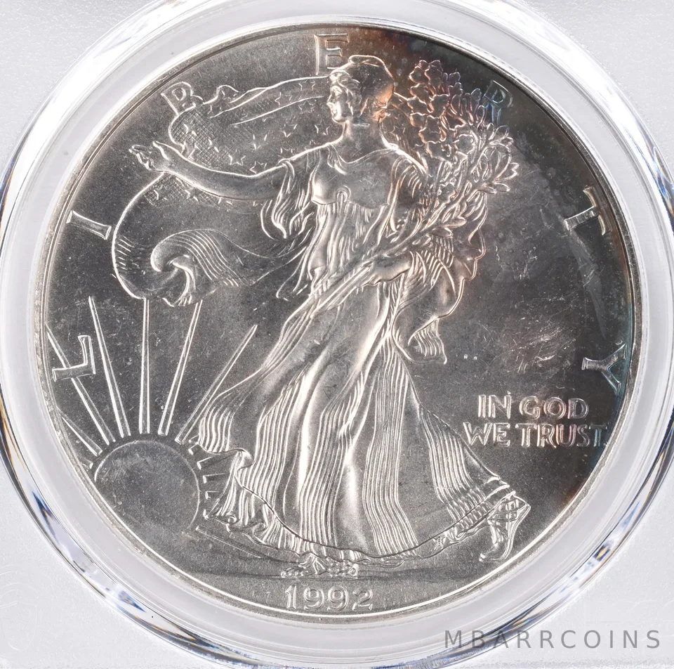1992 American Silver Eagle MS62 PCGS Beautiful Tone *1521