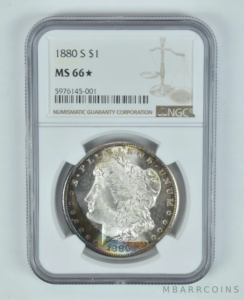 MS66* STAR 1880-S Morgan Silver Dollar NGC Insane Tone a2784
