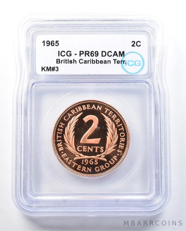 1965 British Caribbean Territories 2 Cent KM#3 PR69 DCAM ICG *8959
