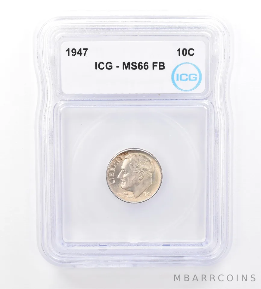 1947 Roosevelt Dime MS66 FB ICG Beautiful Tone *1698