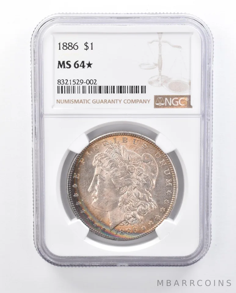 1886 Morgan Silver Dollar MS64* STAR NGC Peripheral Tone *2584
