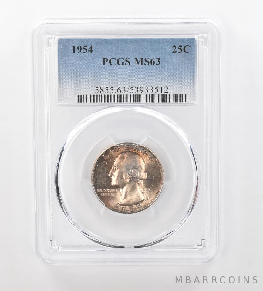1954 Washington Quarter MS63 PCGS Beautiful Tone *0935