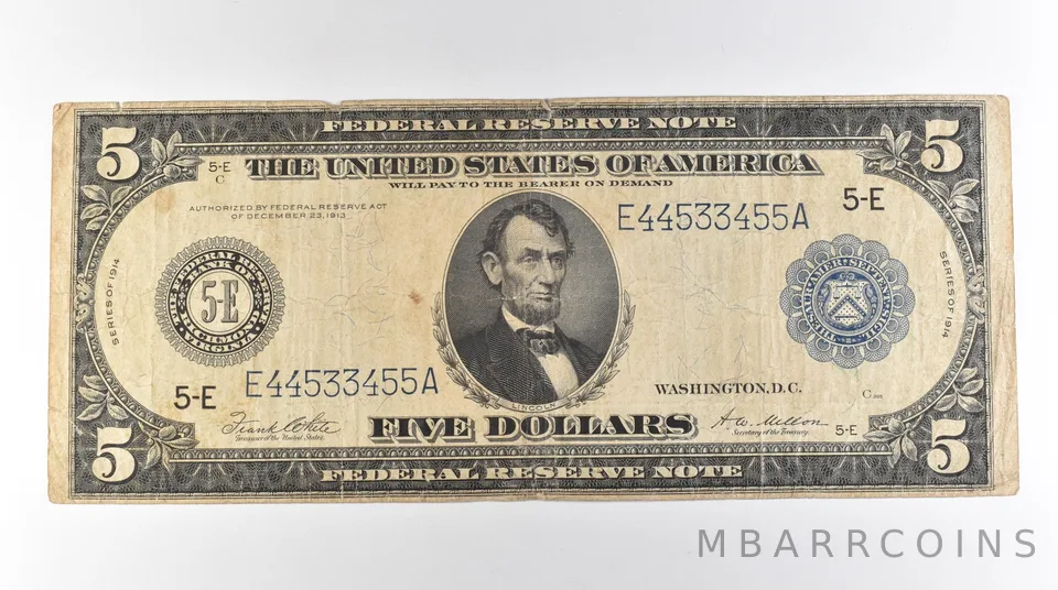 1914 $5 Richmond VA FRN Large Note Blue Seal *3128