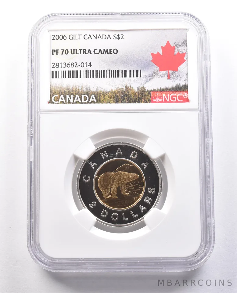 2006 Canada Silver 2 Dollars Gilt PF70 UCAM NGC *0009