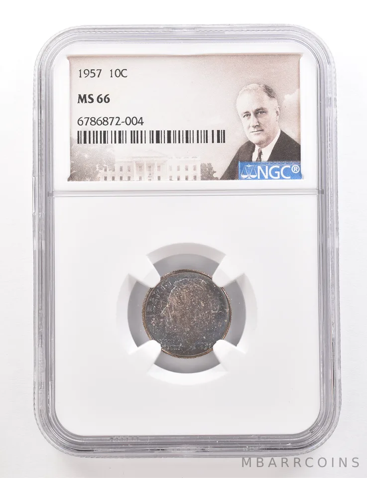 1957 Roosevelt Dime MS66 NGC Beautiful Tone *3374