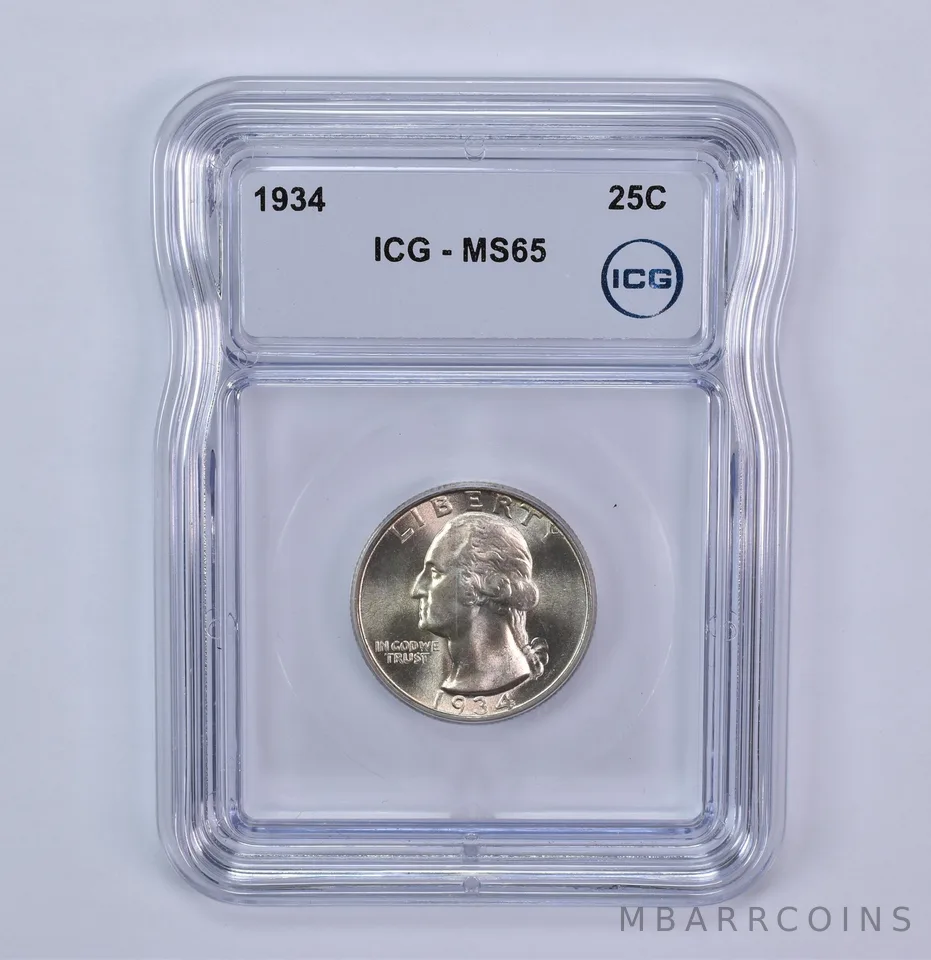 1934 Washington Quarter MS65 ICG