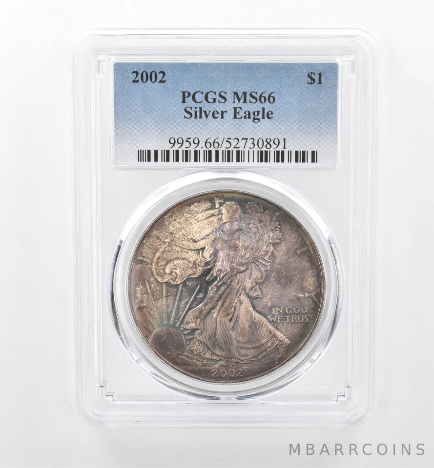 2002 American Silver Eagle MS66 PCGS Beautiful Tone *1771