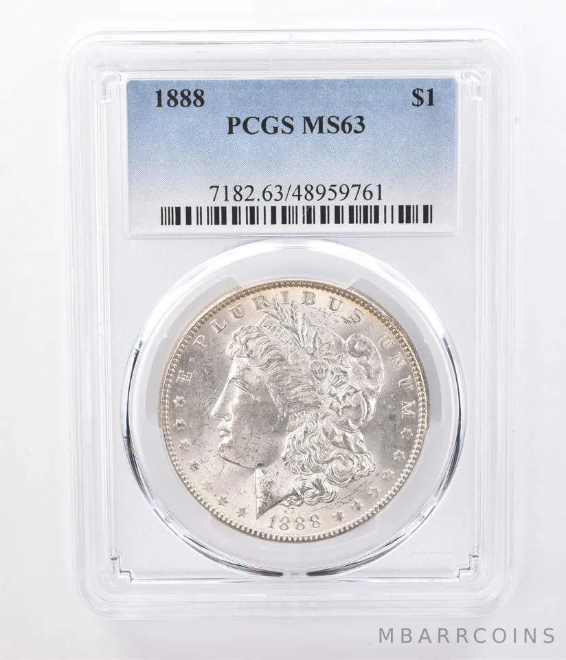 1888 Morgan Silver Dollar MS63 PCGS Beautifully Toned Reverse *7445