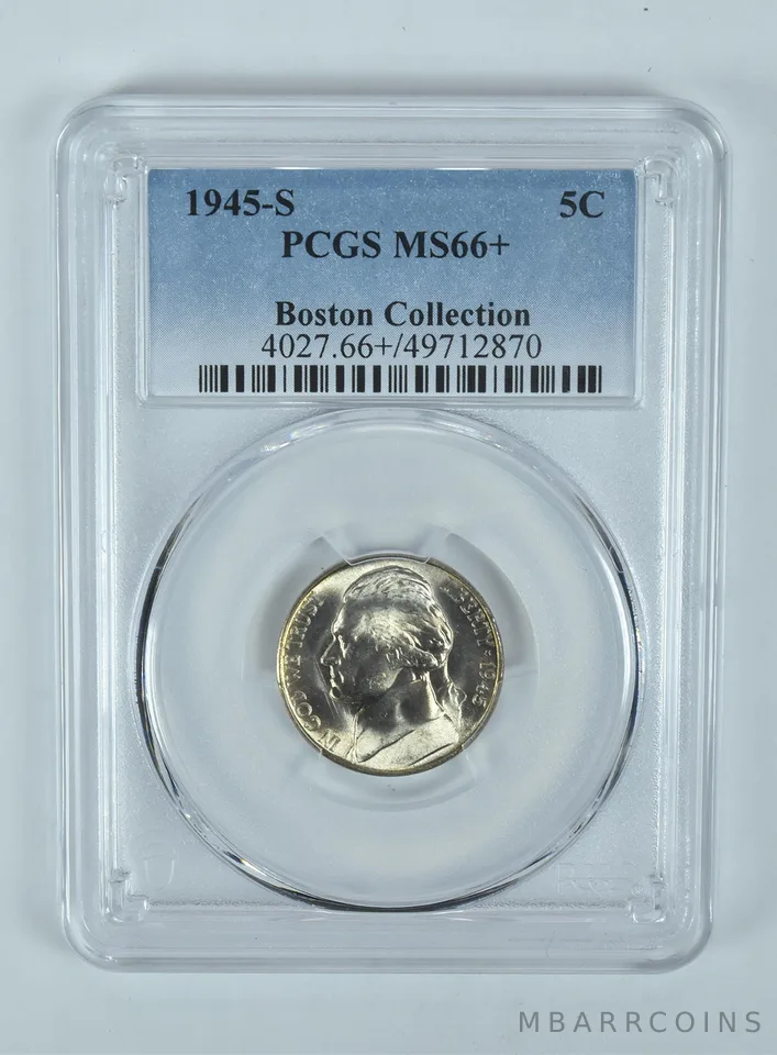 1945-S Jefferson Nickel Boston Collection MS66+ PCGS