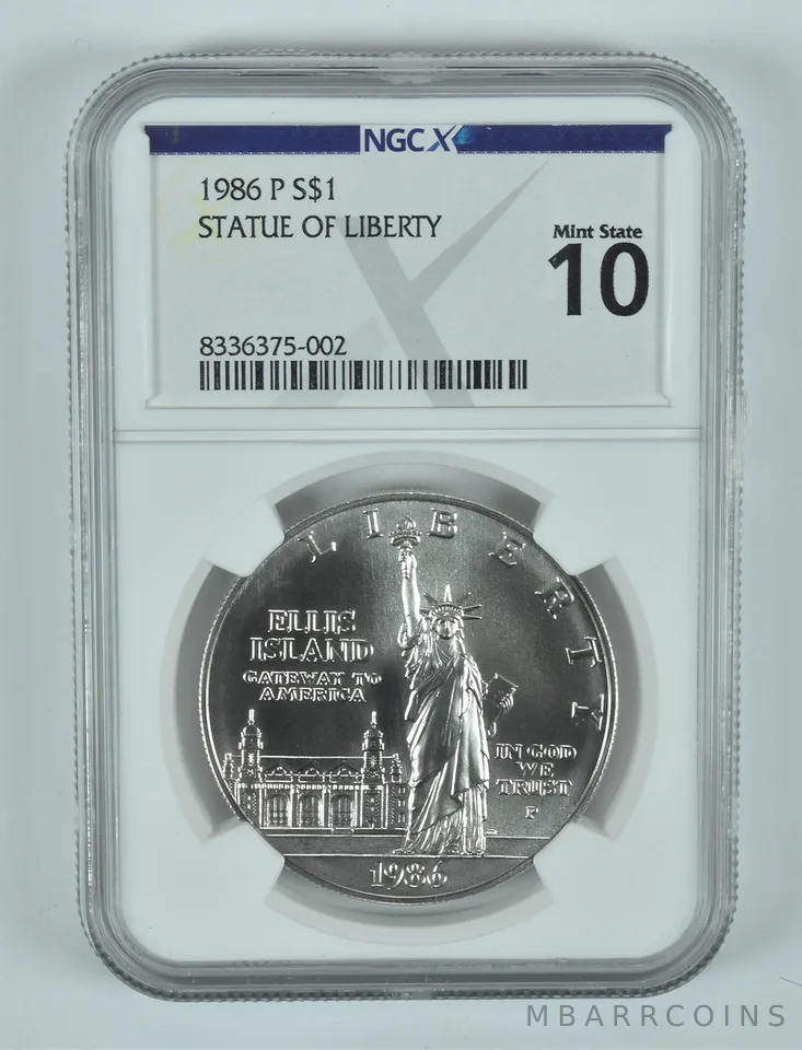 1986-P Statue Of Liberty Commemorative Silver Dollar MS 10 NGC X