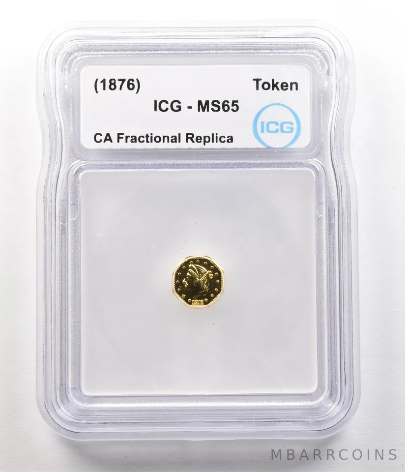 (1876) California Fractional Gold Token Liberty Head 1/4 Dollar MS65 ICG a4929