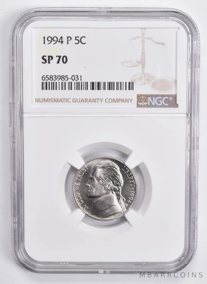 1994-P Jefferson Nickel SP70 NGC Matte Finish Brown Lbl