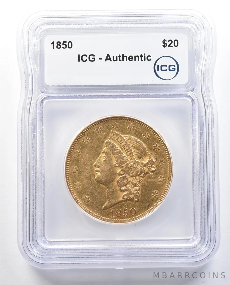 1850 $20 Liberty Head Gold Double Eagle Authentic ICG a3038