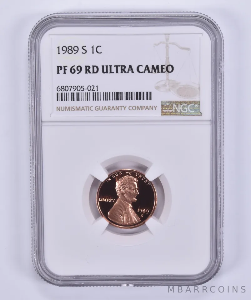 1989-S Lincoln Memorial Cent PF69 RD UCAM NGC Brown Label