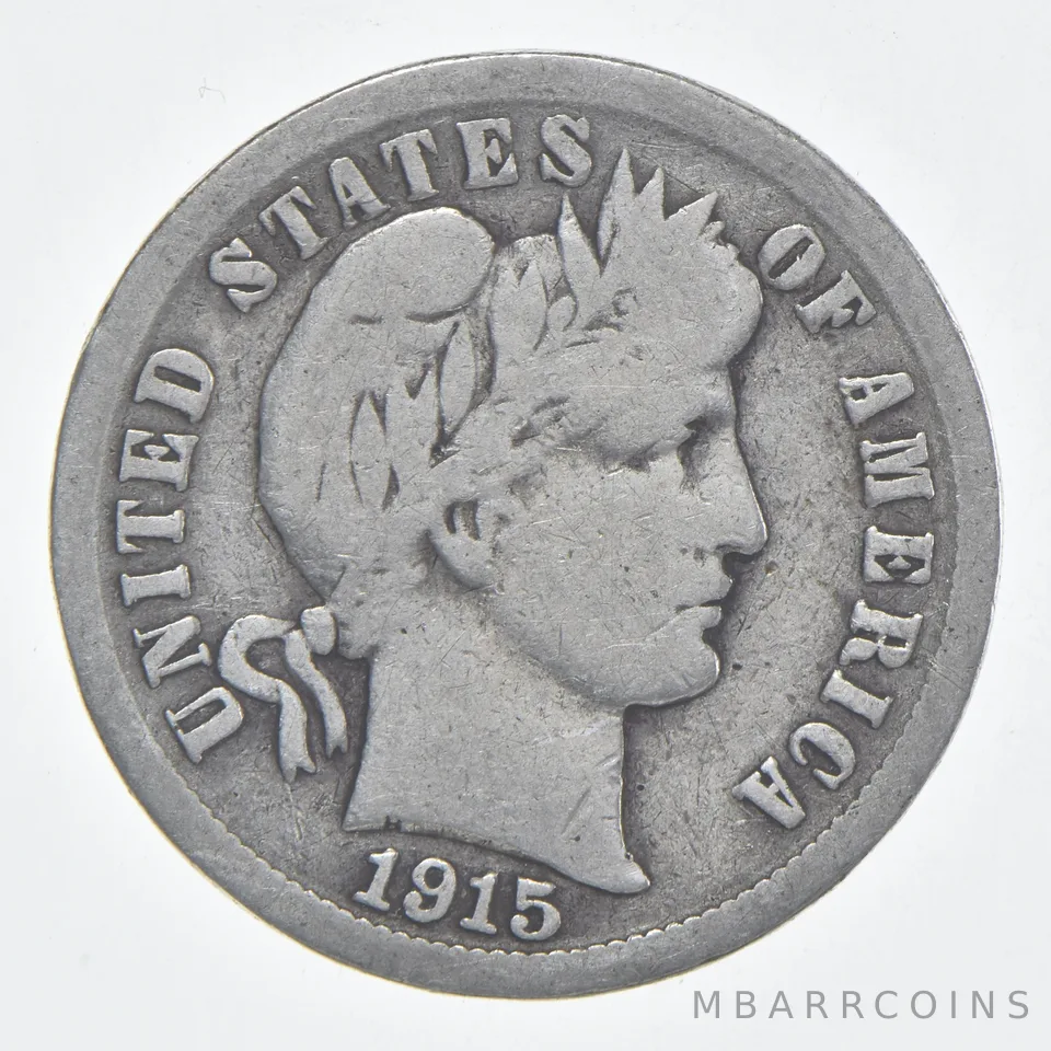 1915 (P) Barber Dime 90% Silver VG Condition
