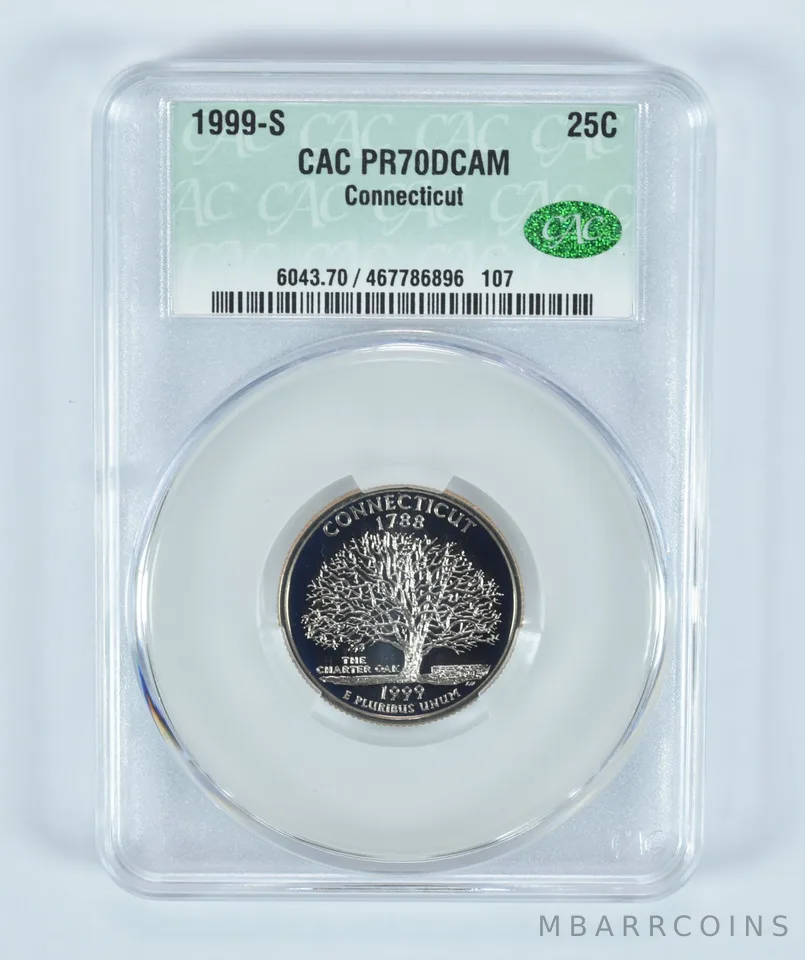 1999-S Washington State Quarter Connecticut PR70 DCAM CAC CACg