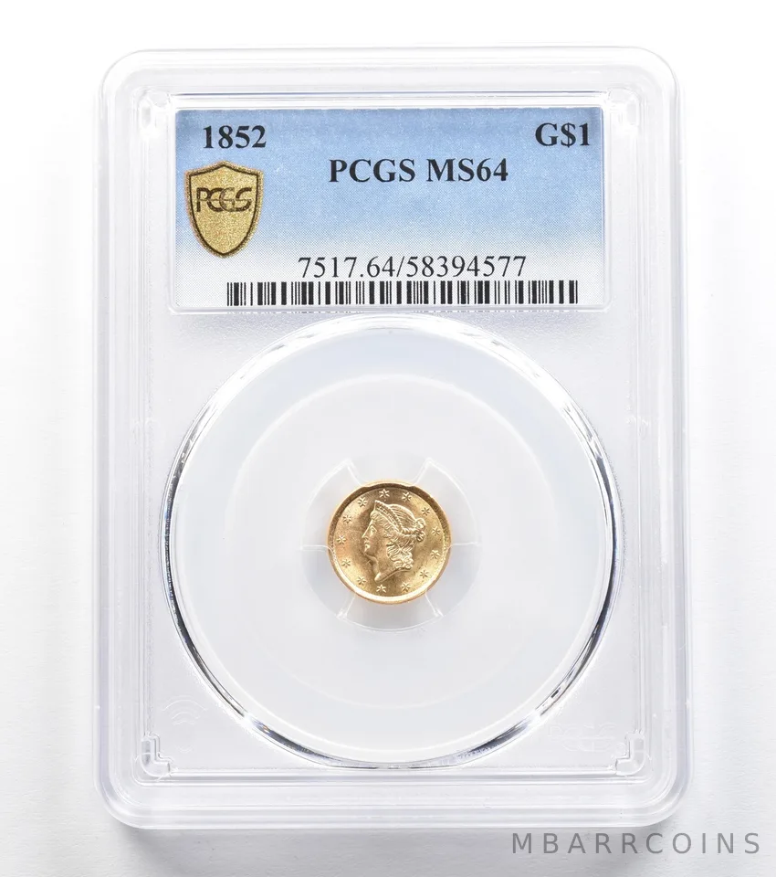 1852 $1 Liberty Head Gold Dollar MS64 PCGS *9607