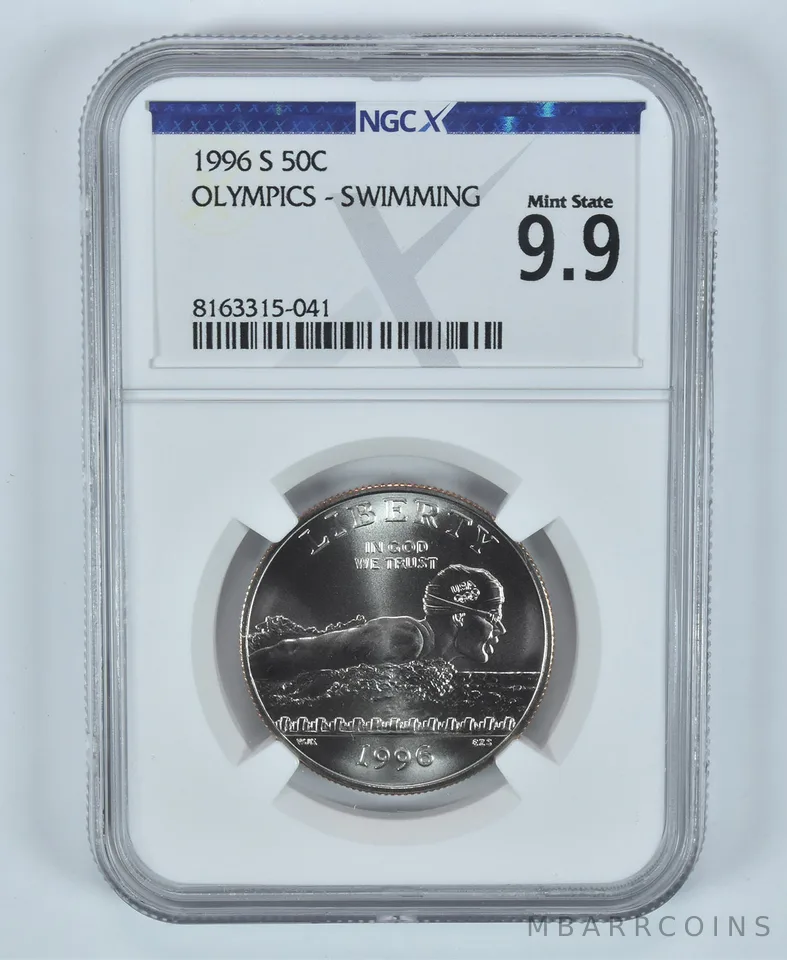 1996-S Olympic Swimming Commemorative Half Dollar MS 9.9 NGC X NGCX