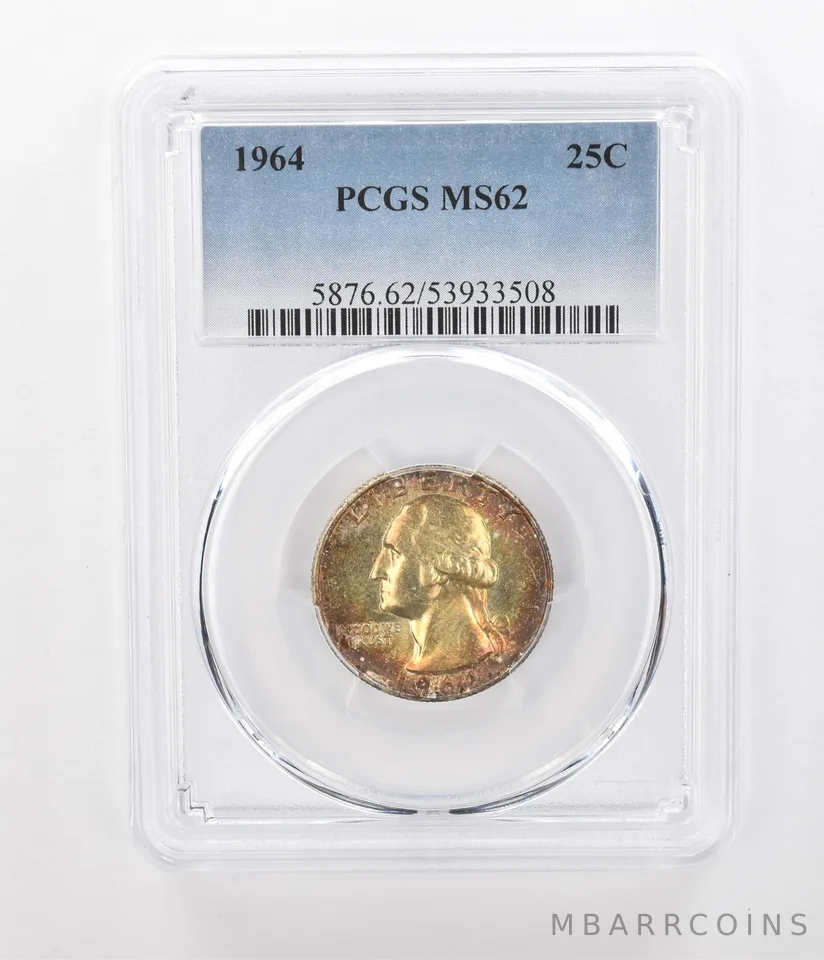 1964 Washington Quarter MS62 PCGS Beautiful Tone *1081