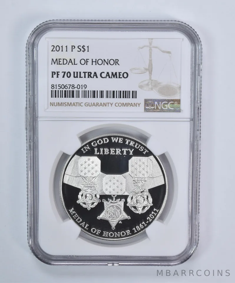 2011-P Medal Of Honor Commemorative Dollar PF70 UCAM NGC Brown Label