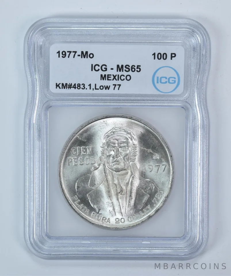 1977 Mo Mexico 100 Pesos KM#483.1 Low 77 MS65 ICG