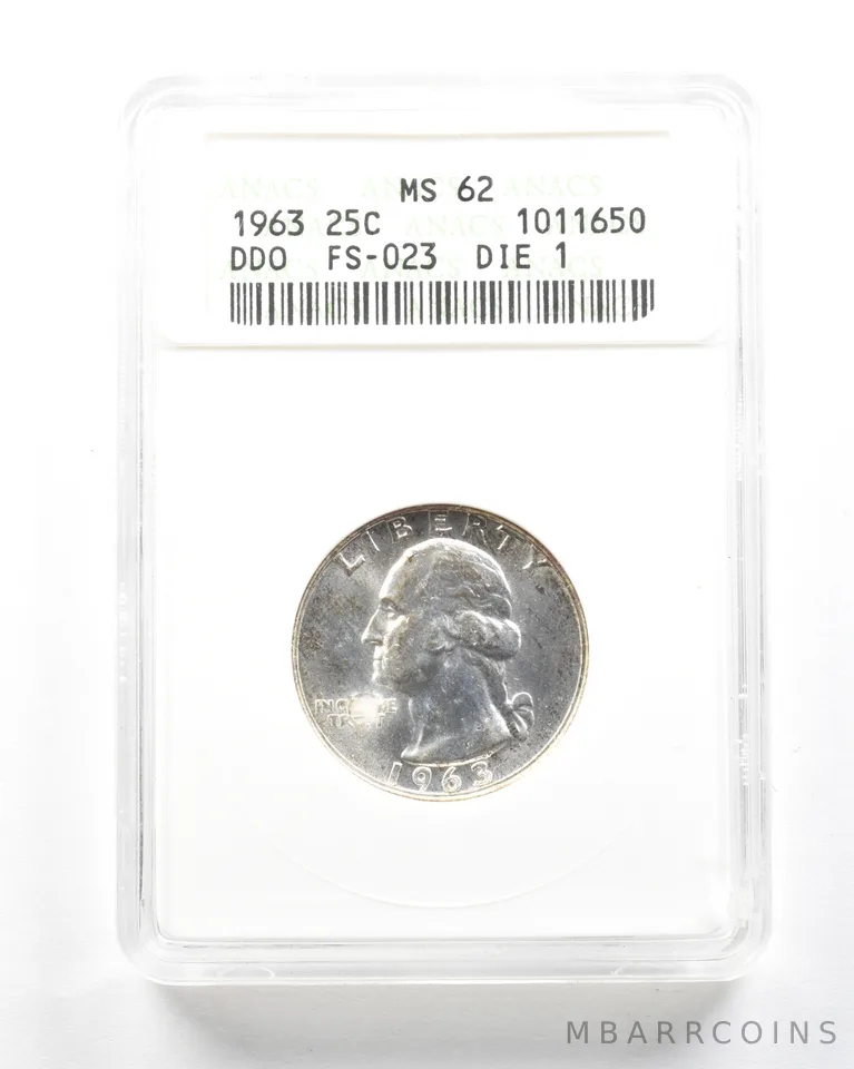 1963 Washington Quarter DDO FS-023 Die 1 MS62 ANACS a2014
