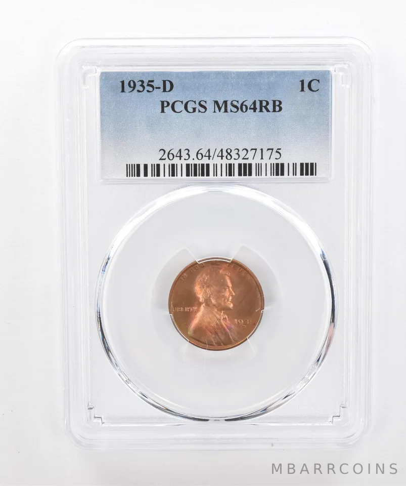 1935-D Lincoln Wheat Cent MS64 RB PCGS Beautiful Tone *3002