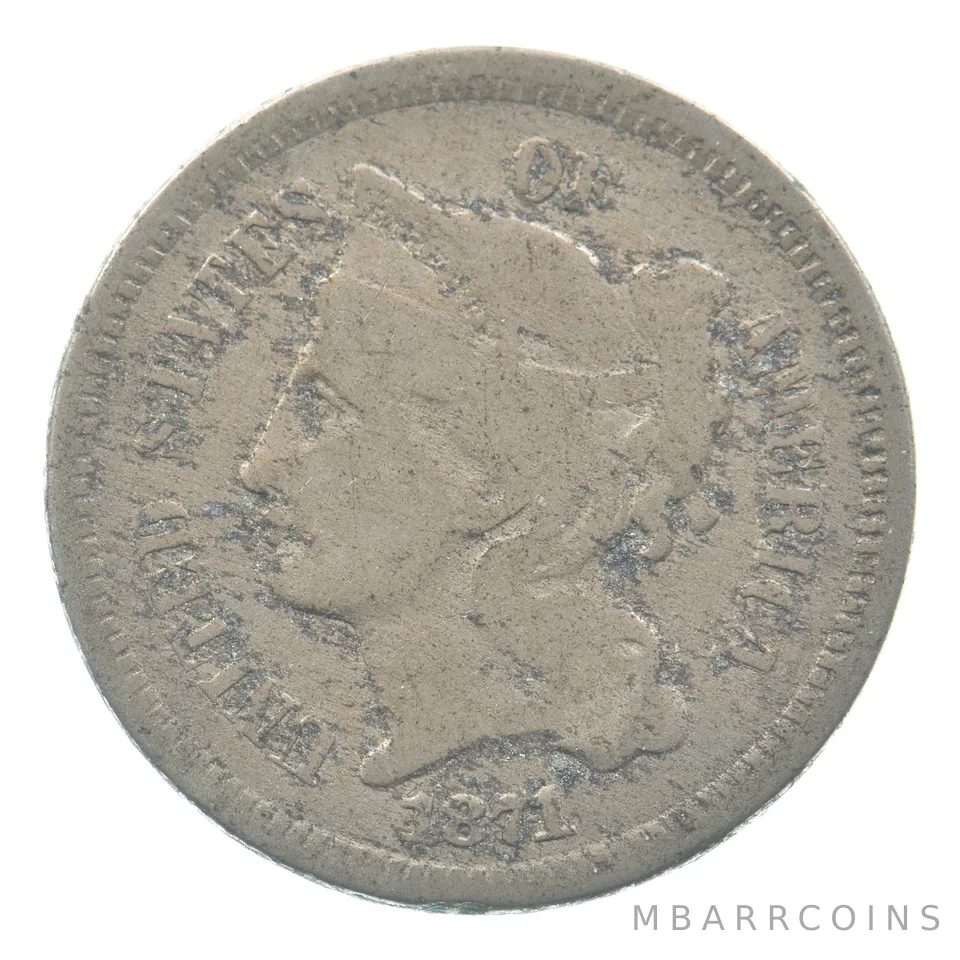 1871 Three Cent Nickel a7788
