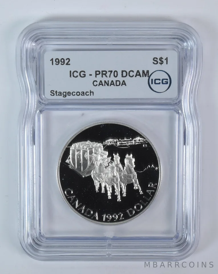 1992 Canada 1 Dollar Silver Stagecoach PR70 DCAM ICG