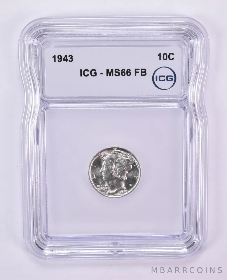 1943 Mercury Dime MS66 FB ICG