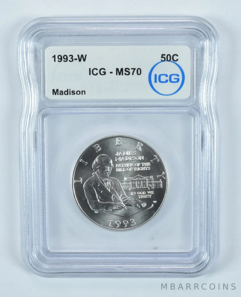 1993-W James Madison Commemorative Half Dollar MS70 ICG
